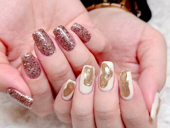 ネイルマジック 仙台一番町店(NAIL MAJIC)/うねうねゴールド☆アシメdesign