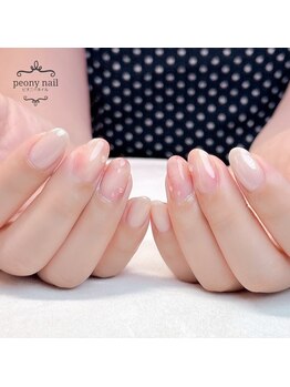 ピオニーネイル(peony nail)/みずみずしい桃ネイル