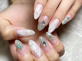 キラキラ×白大理石風アート