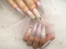 プティ アイビューティ 北浜店(peTiT eyebeauty)/ホワイトミラー　オーロラネイル