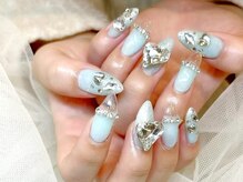 リベレ 心斎橋店(LIBELLE)/ちゅるん水色ネイル/ワンホン