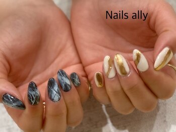 ネイルズアリー 立川店(Nails ally)/ニュアンス×大理石×ちぐはぐ