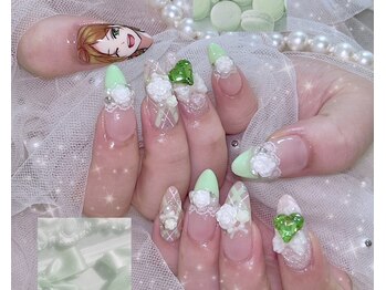 ネイル アリーズ セカンド(nail Allies 2nd)/レース リボン きみどり 3D