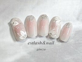 ピンクチークフラワーネイル