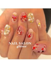 ネイルサロン グリッター(NAIL SALON glitter)/キラキラ バレンタインネイル
