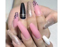 キャディーネイルズ(Caddy' Nails)/マットピンク×豹柄　スカルプ