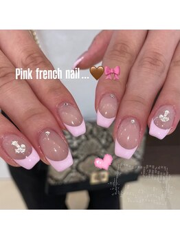 ネイルアンドアイラッシュヴィーナ ゆめタウン廿日市店 (Nail&EyeLash Vina)/pink french nail