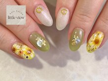 リトルビュー(little view)/・手描き向日葵 × 押し花 