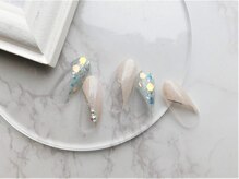 ネイル スパ ココプラス(Nail spa Cocoplus)/キラキラ斜めフレンチネイル