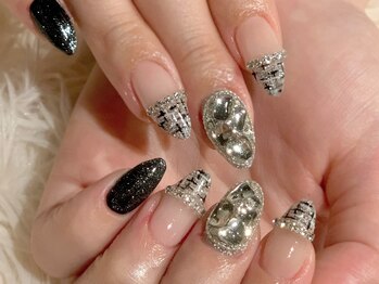 チャーピーネイル(CHIRPY NAIL)/ツイード*黒*埋めつくし*120min