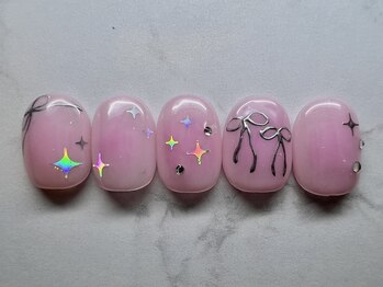 サイン(sin.)/チーク×メタルリボンネイル