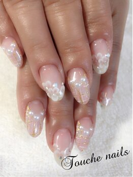 トゥーシェネイルズ(Touche'nails)/お客様ネイル　ツイード×3D