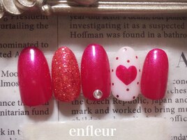 ハート＆ドット柄＆ラメ☆ネイル