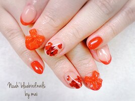 ハートとリボンネイル