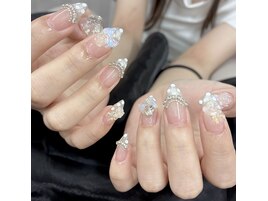 ガラスリボン × ドットフレンチ