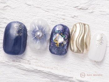 ネイルメゾン 池袋店(NAIL MAISON)/和柄お花ぷっくり成人式¥8000