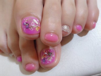 アミュリー ネイル アトリエ(Amury nail atelier)/うる艶☆押し花フットネイル