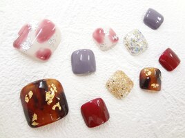 べっ甲アート×ラメ