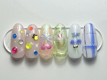 ジョアネイル(JOA Nail)/夏/ぷっくり/ストーン/リボン