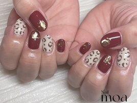 ヒョウ柄　ボルドー　冬