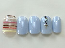 ボーダー水色¥8000