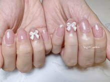 エンジェルガーデンネイル 池袋店(Angelgarden nail)/キラキラピンク色+リボン