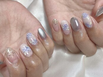 シキナ(shikina)/梅雨　紫陽花　手描き