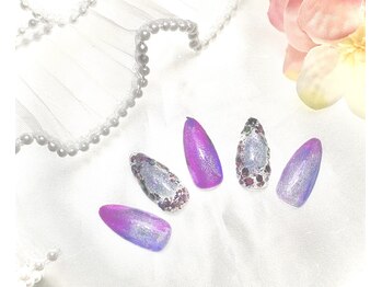 パープルマグネット梅雨ネイル☆