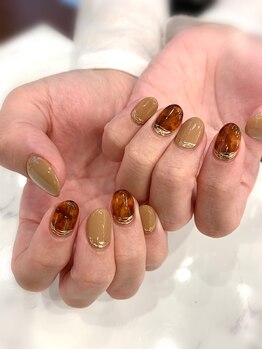 ハーティーネイル hearty nail 溝の口店/べっ甲ネイル/ミラー/ゴールド