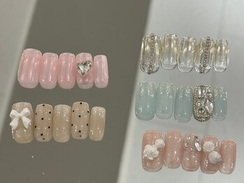ネイルメゾン 梅田(NAIL MAISON)の写真/★HAND★ワンホンパーツコース¥5890♪可愛いキラキラパーツなどワンホン系の定額コース☆♪[梅田]