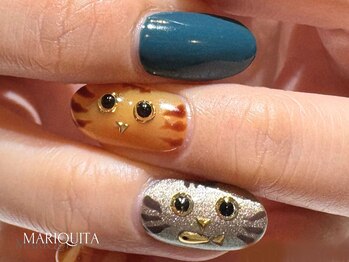 ネイルサロン マリキータ(MARIQUITA)/猫の日/2月22日/お魚くわえた猫