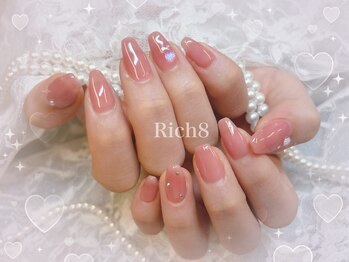 ネイルアンドまつげエクステ リッチエイト 原宿店(Rich8)/ちゅるんローズピンク＋アート