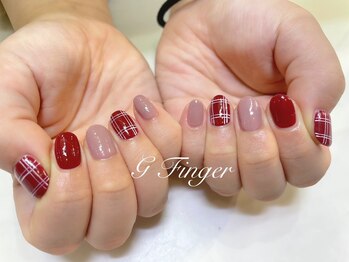 バレンタイン♪赤チェックネイル