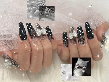 キャンディドロップネイル(CANDY DROP NAIL)/黒レースネイル