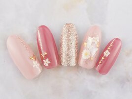 シンプルフラワーネイル