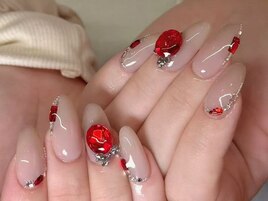 クリアベースで赤い宝石キラキラ