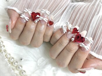 バレンタインネイル