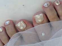 ノーヴェネイル 国分寺(nove.nail)/ホワイトミラー×ホワイトラメ