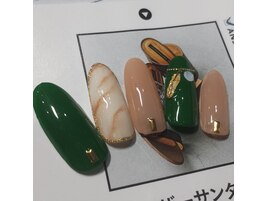 大理石風フェザーネイル