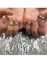 《ハンド》キラキラ冬ネイル