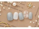 4600円　ブルー　冬ネイル 上野