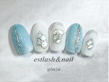 エストラッシュアンドネイル 銀座店(est lash&nail)/水色シェルタイルネイル