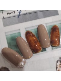 グレージュ☆べっ甲ネイル