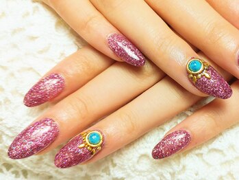 エムネイル(M Nail)/ピンクラメスカルプ～大理石～