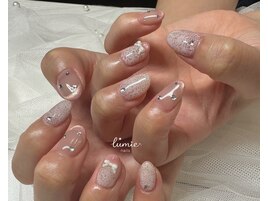 レース×リボンネイル