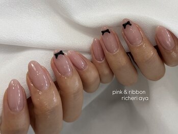 リシェリ(richeri)/ピンク リボンネイル