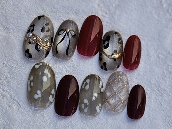 メルシー ネイル(mercii nail)/レオパード×ボルドー