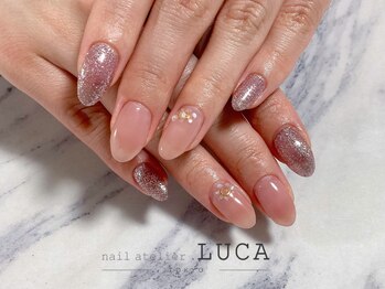 ネイルアトリエルカ(nail atelier LUCA)/W-574 くすみピンクシェルネイル
