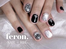 フェロン 小倉店(feron.)/ブラックシルバーツイードネイル