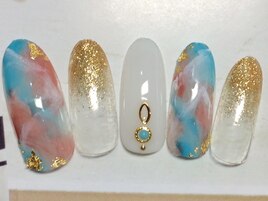 ラメグラ×夏アートネイル